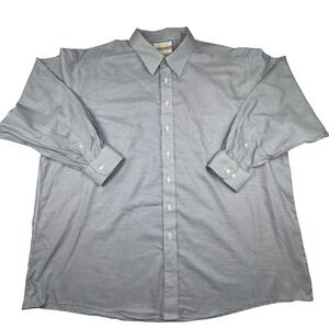 Roundtree & Yorke Dress Shirt 19 34/35 Big Cotton Dobby Blue Check Business‎ Pro
